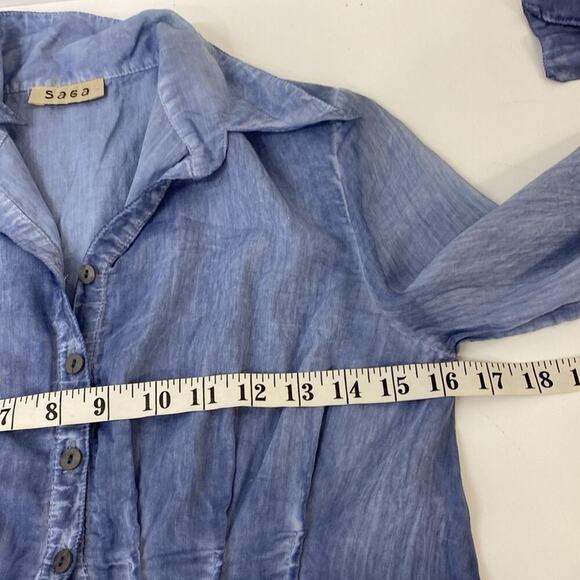 Saga Blouse Lightweight Cotton Silk Boho Beachy Size 0 - Picture 8 of 11